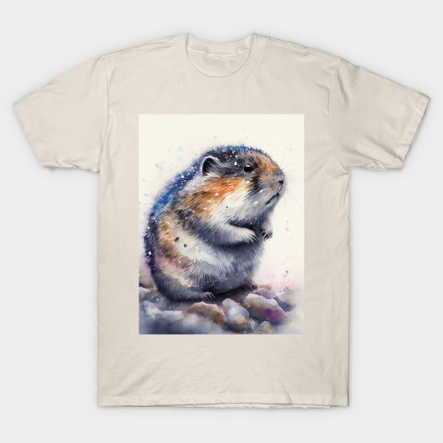 Arctic Lemming - Watercolor Paint T-Shirt by ABART BY ALEXST 